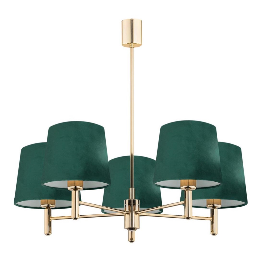 Argon 2145 - Chandelier on a pole PONTE 5xE27/15W/230V green/brass