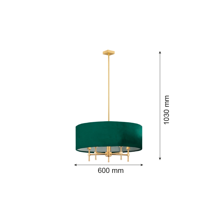 Argon 2146 - Chandelier on a pole ABBANO 5xE14/7W/230V brass/green