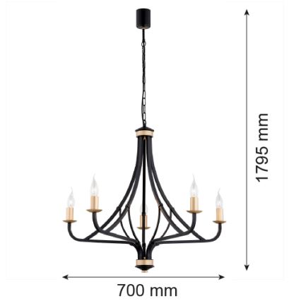 Argon 2171 - Chandelier on a chain LORENZO 5xE14/7W/230V