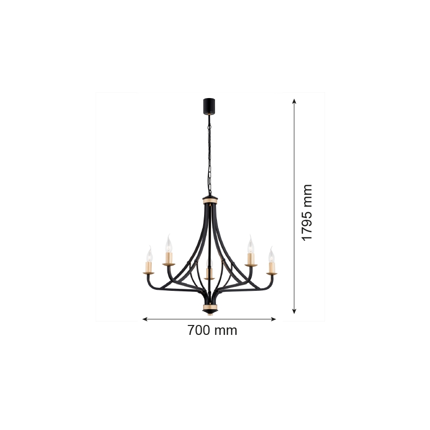 Argon 2171 - Chandelier on a chain LORENZO 5xE14/7W/230V
