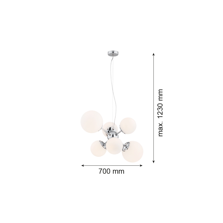 Argon 2531 - Chandelier on a string SATELITE 6xE27/15W/230V shiny chrome