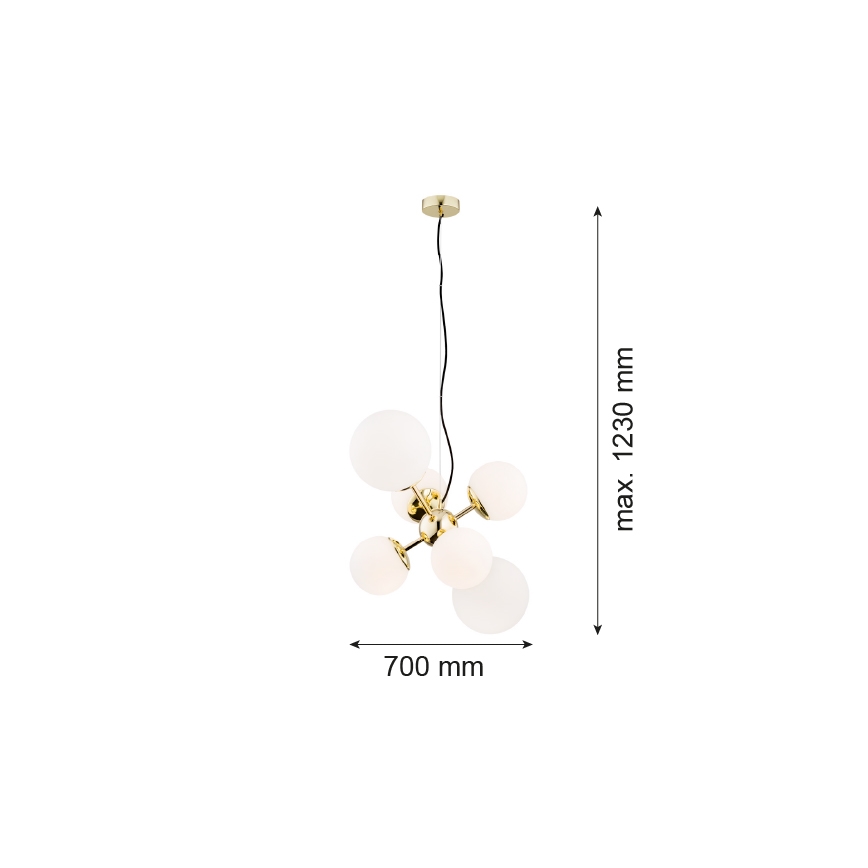 Argon 2532 - Chandelier on a string SATELITE 6xE27/15W/230V gold