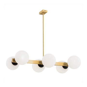 Argon 2549 - Chandelier on a pole FREEMONT 6xE27/15W/230V gold/white/black
