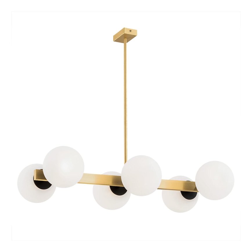 Argon 2549 - Chandelier on a pole FREEMONT 6xE27/15W/230V gold/white/black
