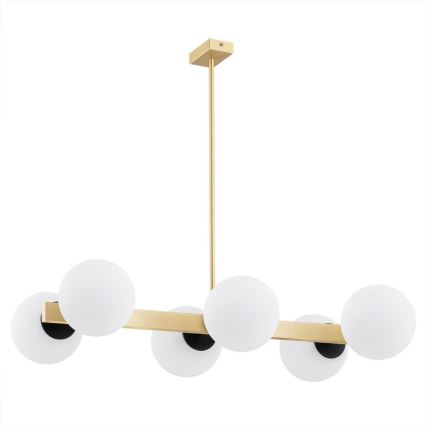 Argon 2549 - Chandelier on a pole FREEMONT 6xE27/15W/230V gold/white/black