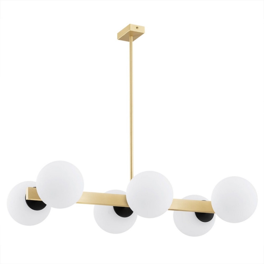 Argon 2549 - Chandelier on a pole FREEMONT 6xE27/15W/230V gold/white/black