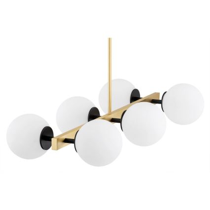 Argon 2549 - Chandelier on a pole FREEMONT 6xE27/15W/230V gold/white/black
