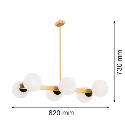 Argon 2549 - Chandelier on a pole FREEMONT 6xE27/15W/230V gold/white/black
