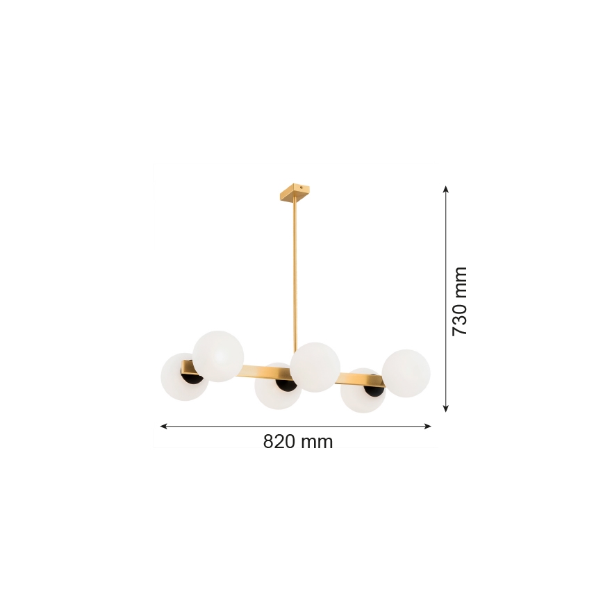 Argon 2549 - Chandelier on a pole FREEMONT 6xE27/15W/230V gold/white/black