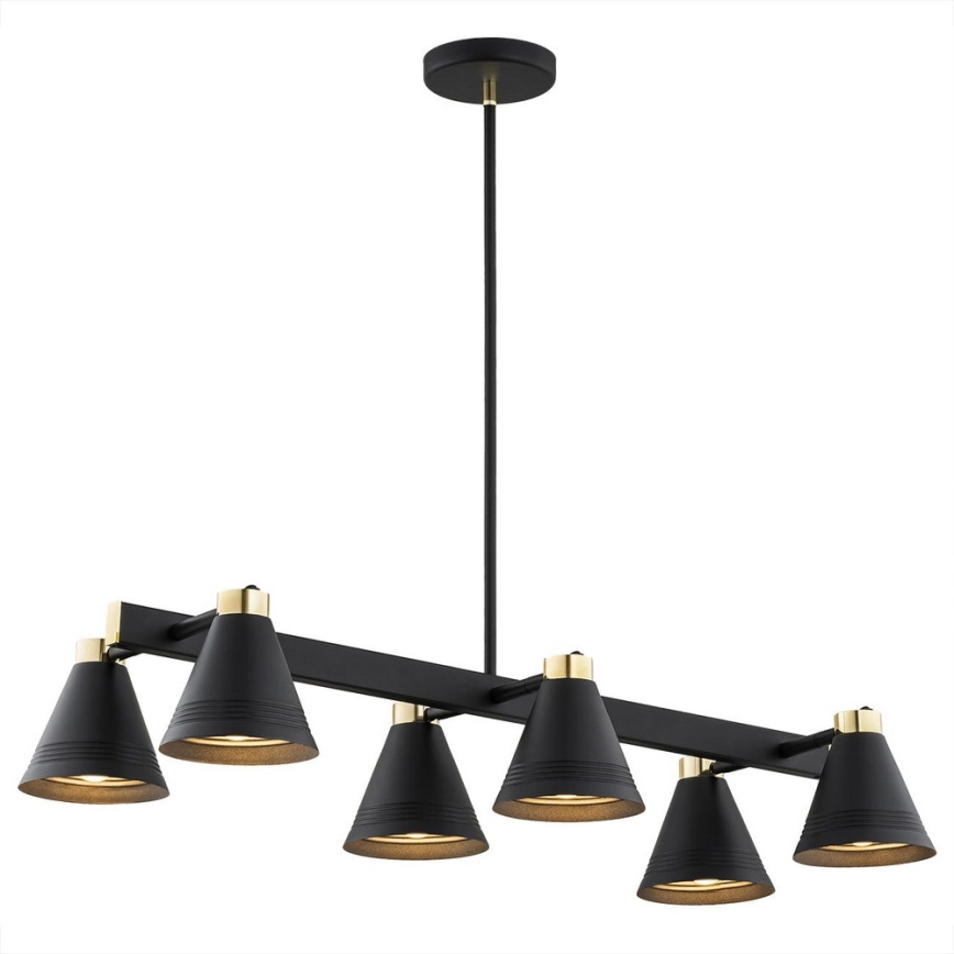 Argon 2552 - Chandelier on a pole AVALONE 6xE27/15W/230V black/gold