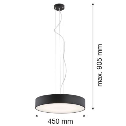 Argon 3352 - Chandelier DARLING 1xLED/35W/230V d. 45 cm black