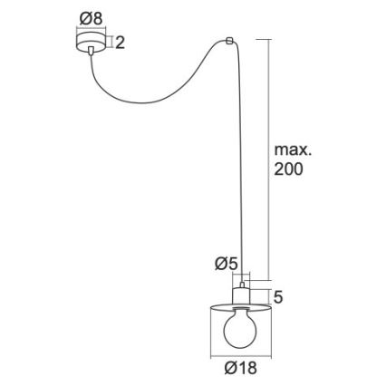 Argon 3835 - Chandelier on a string CORSO 1xE27/15W/230V black
