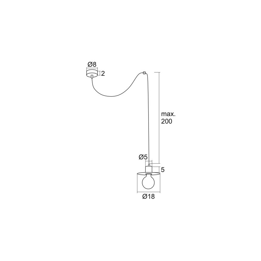 Argon 3835 - Chandelier on a string CORSO 1xE27/15W/230V black