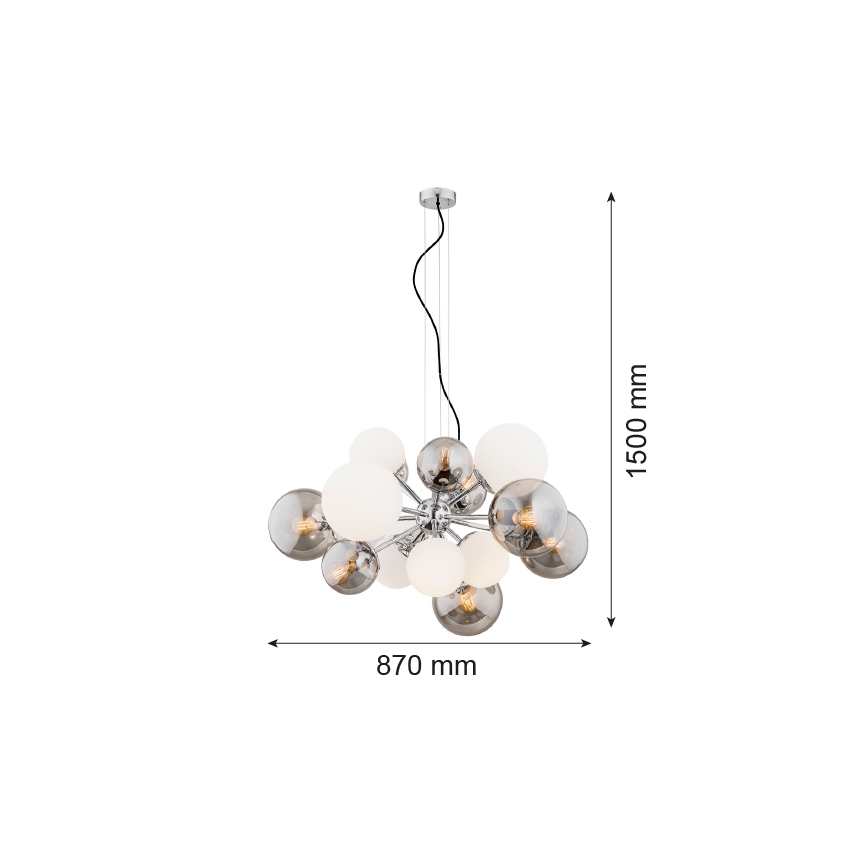 Argon 5020 - Chandelier on a string SATELITE 15xE27/15W/230V shiny chrome/white