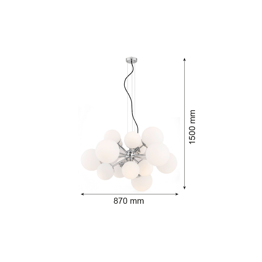 Argon 5021 - Chandelier on a string SATELITE 15xE27/15W/230V shiny chrome