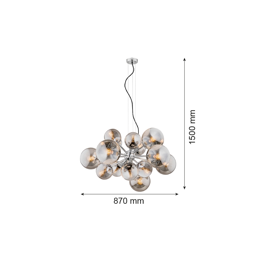 Argon 5022 - Chandelier on a string SATELITE 15xE27/15W/230V shiny chrome