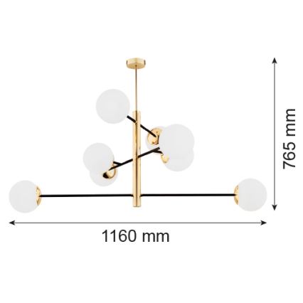 Argon 5041 - Chandelier on a pole CAMERON 8xE27/15W/230V brass/black