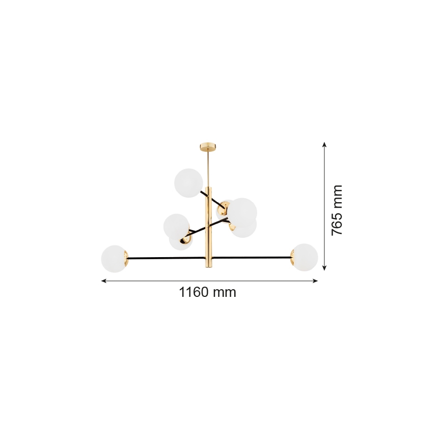 Argon 5041 - Chandelier on a pole CAMERON 8xE27/15W/230V brass/black