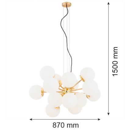 Argon 5048 - Chandelier on a string SATELITE PLUS 15xE27/15W/230V golden