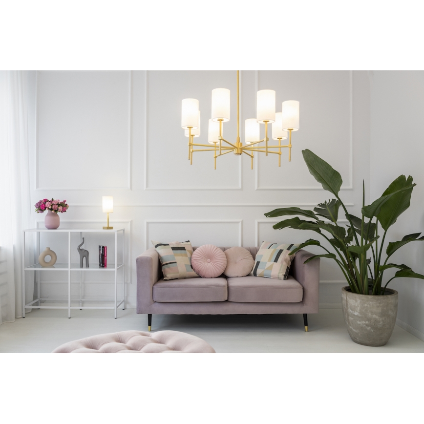 Argon 5055 - Chandelier on a pole ABRUZZO 8xE14/7W/230V brass/green