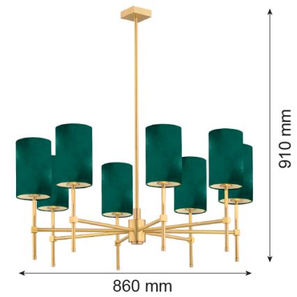 Argon 5055 - Chandelier on a pole ABRUZZO 8xE14/7W/230V brass/green