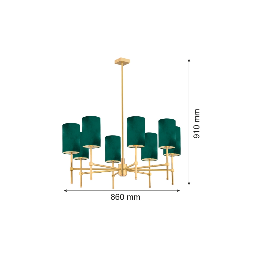 Argon 5055 - Chandelier on a pole ABRUZZO 8xE14/7W/230V brass/green