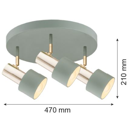 Argon 6007 - Spotlight DORIA 3xE27/15W/230V green/brass