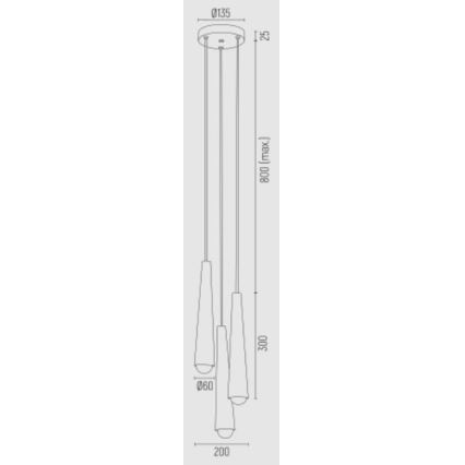 Argon 6103 - Chandelier on a string HOLLYWOOD 3xE14/7W/230V black