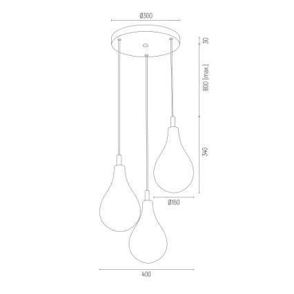 Argon 6105 - Chandelier on a string OAKLAND 3xG9/6W/230V black