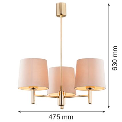 Argon 6109 - Chandelier on a pole PONTE 3xE27/15W/230V beige