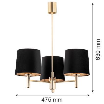 Argon 6111 - Chandelier on a pole PONTE 3xE27/15W/230V black