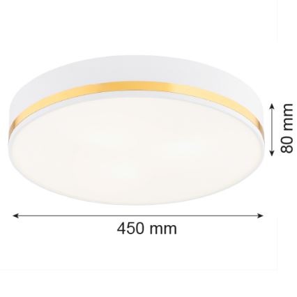 Argon 6138 - Ceiling light AMORE 3xE27/15W/230V diameter 45 cm white/golden