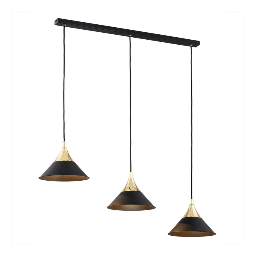 Argon 6140 - Chandelier on a string MASSETO 3xE27/15W/230V black/golden