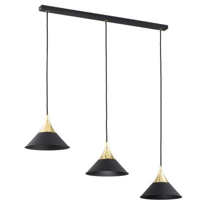 Argon 6140 - Chandelier on a string MASSETO 3xE27/15W/230V black/golden
