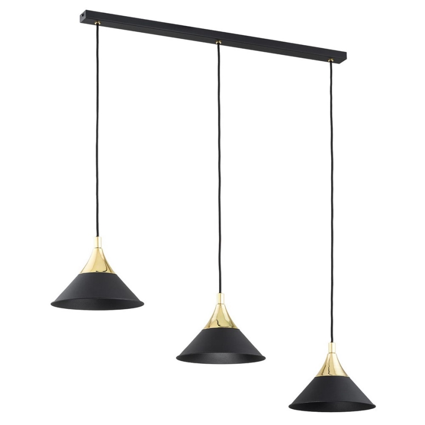 Argon 6140 - Chandelier on a string MASSETO 3xE27/15W/230V black/golden
