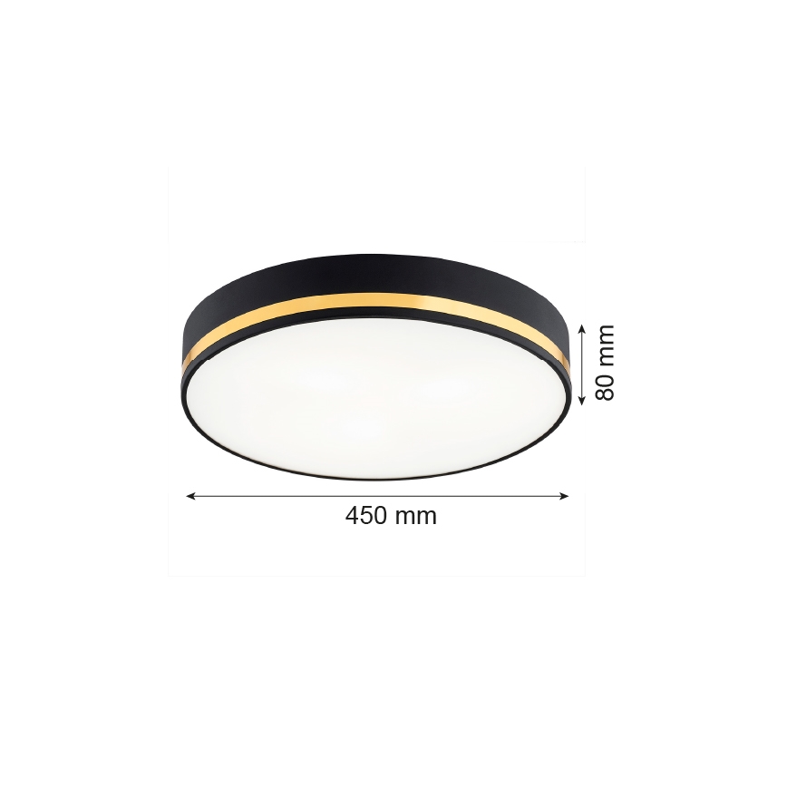 Argon 6141 - Ceiling light AMORE 3xE27/15W/230V diameter 45 cm black/golden