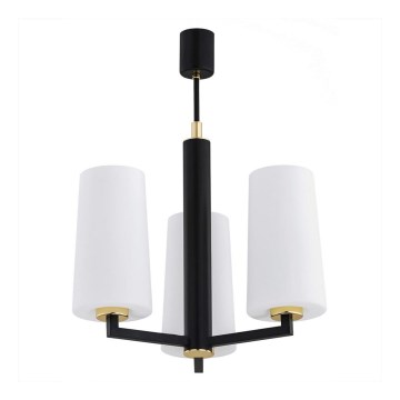Argon 6143 - Chandelier on a pole CAMELOT PLUS 3xE27/15W/230V black/white/gold