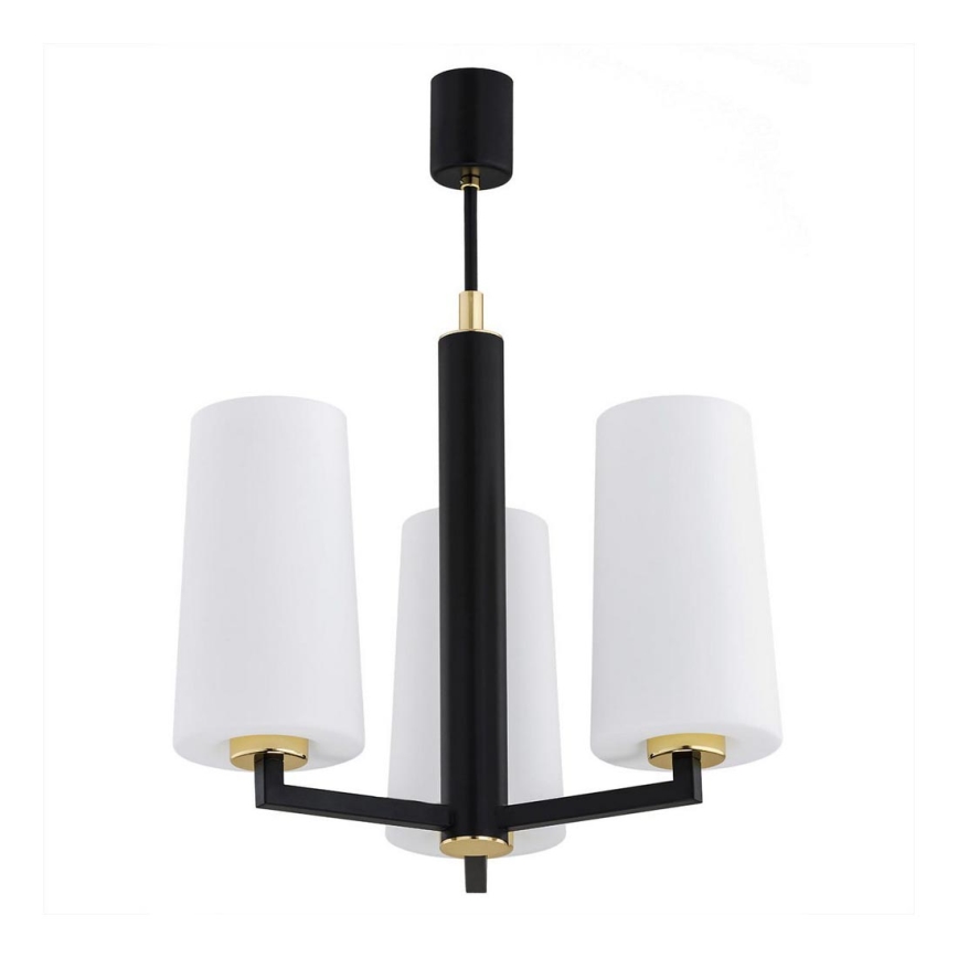 Argon 6143 - Chandelier on a pole CAMELOT PLUS 3xE27/15W/230V black/white/gold
