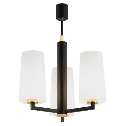 Argon 6143 - Chandelier on a pole CAMELOT PLUS 3xE27/15W/230V black/white/gold