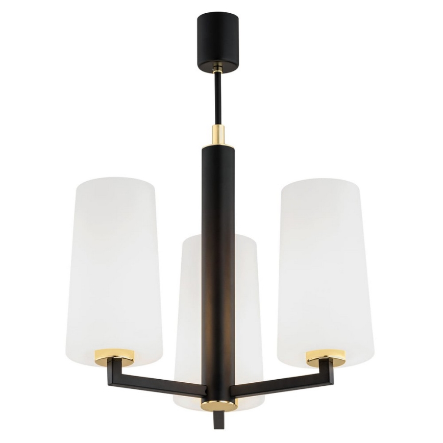 Argon 6143 - Chandelier on a pole CAMELOT PLUS 3xE27/15W/230V black/white/gold