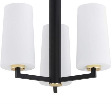 Argon 6143 - Chandelier on a pole CAMELOT PLUS 3xE27/15W/230V black/white/gold