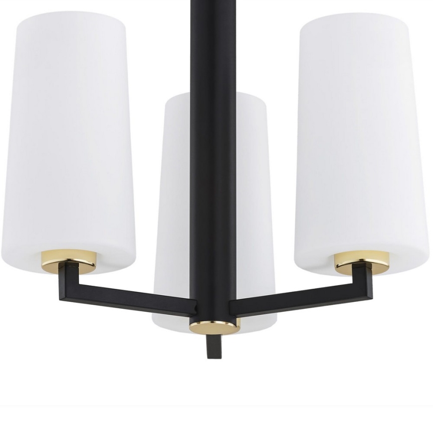Argon 6143 - Chandelier on a pole CAMELOT PLUS 3xE27/15W/230V black/white/gold