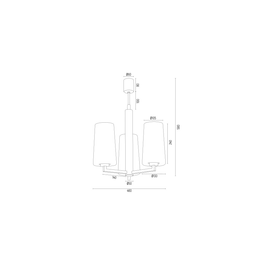 Argon 6143 - Chandelier on a pole CAMELOT PLUS 3xE27/15W/230V black/white/gold