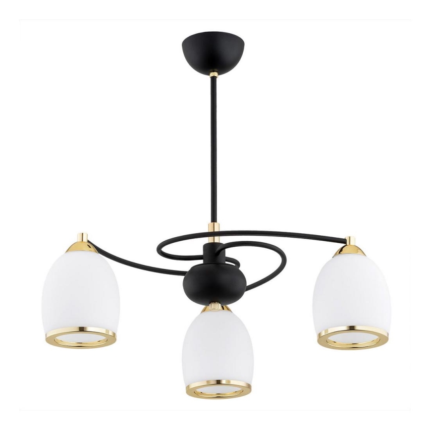 Argon 6144 - Chandelier on a pole AVILA PLUS 3xE27/15W/230V black/gold/white