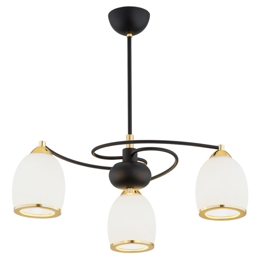 Argon 6144 - Chandelier on a pole AVILA PLUS 3xE27/15W/230V black/gold/white