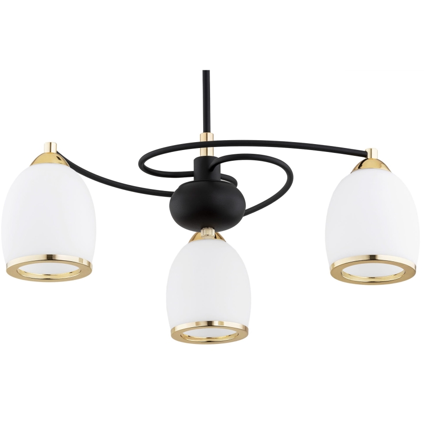Argon 6144 - Chandelier on a pole AVILA PLUS 3xE27/15W/230V black/gold/white