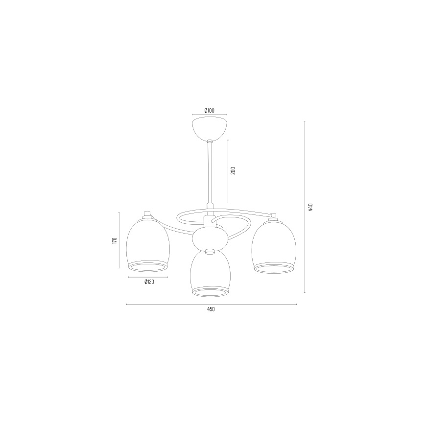 Argon 6144 - Chandelier on a pole AVILA PLUS 3xE27/15W/230V black/gold/white