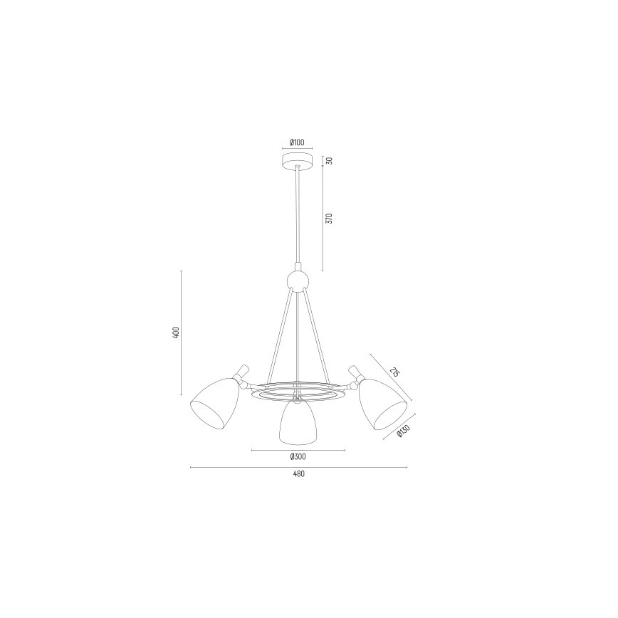 Argon 6148 - Chandelier on a pole CHARLOTTE 3xE27/15W/230V white/gold