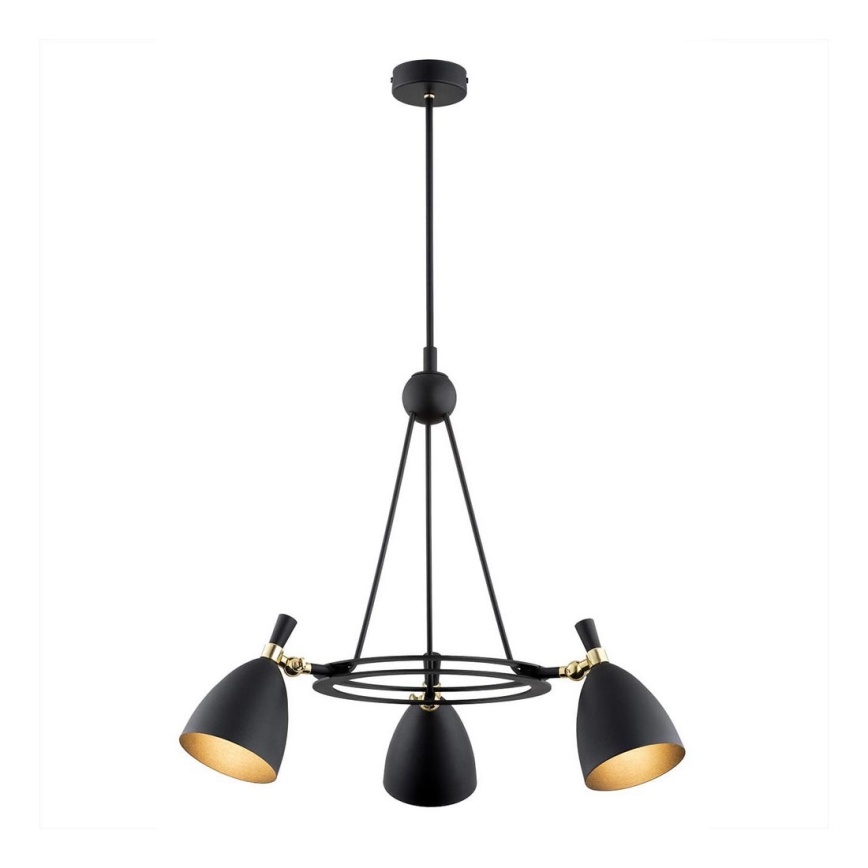 Argon 6149 - Chandelier on a pole CHARLOTTE 3xE27/15W/230V black/gold