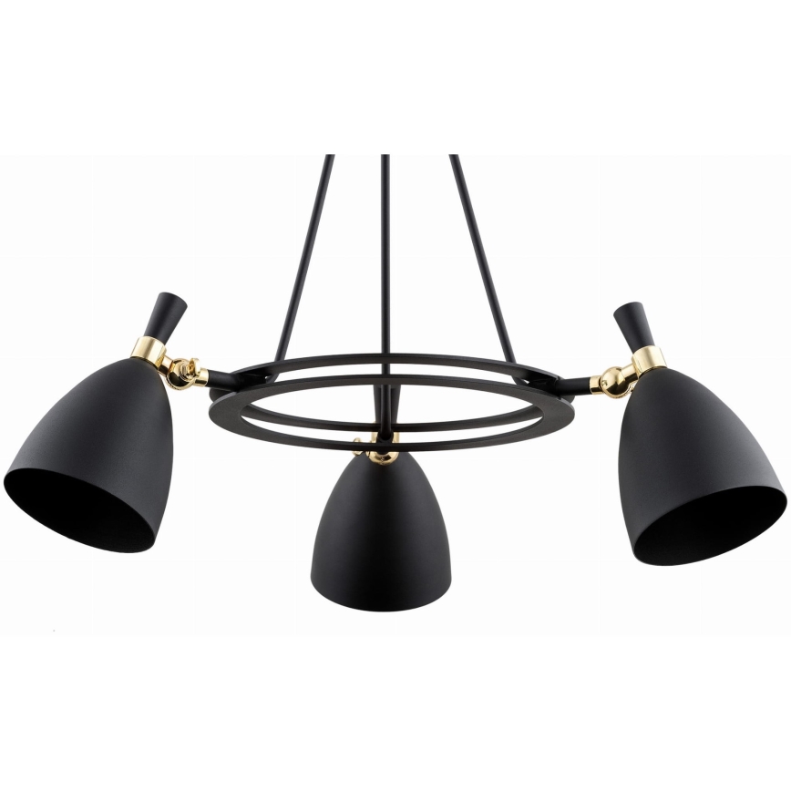 Argon 6149 - Chandelier on a pole CHARLOTTE 3xE27/15W/230V black/gold